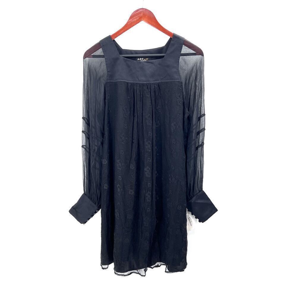 ABS by Allen Schwartz Black 100% Silk Formal Dress